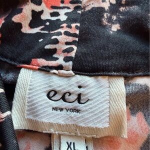 ECI Women's Top - Black and Coral Print